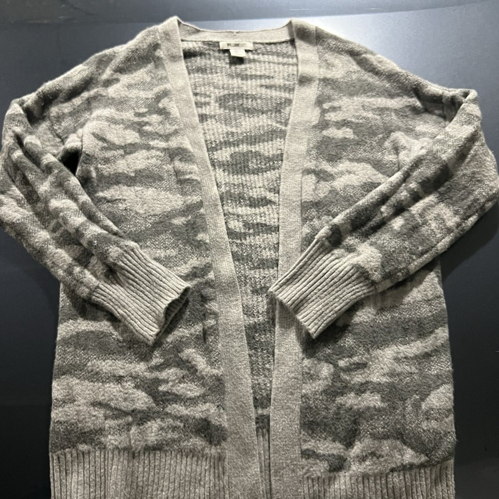 William Rast Cardigan‎ Women's Sz Large Gray Camo Cotton Blend